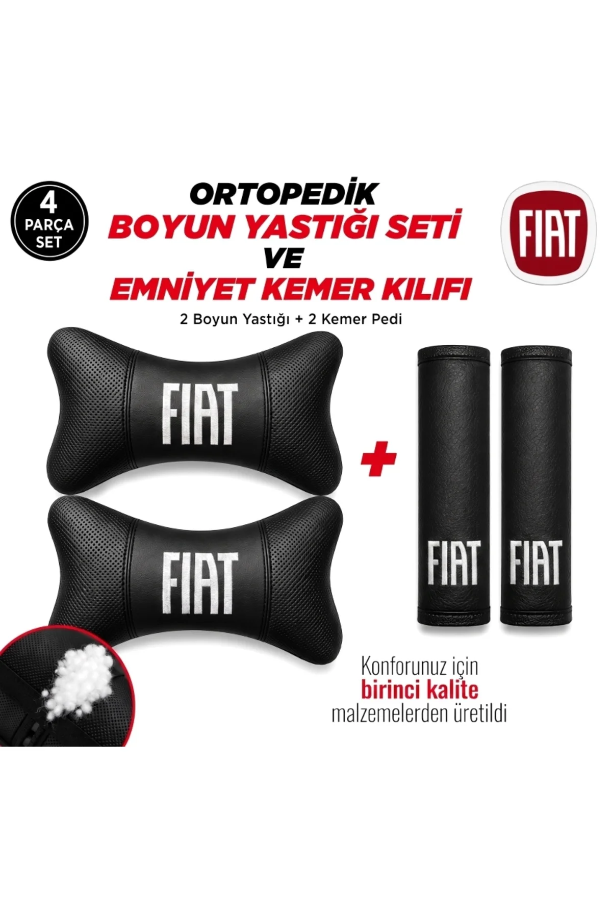 Fiat Yeni Logo Yastık Ve Kemer Pedi Beyaz Fiat Yeni Logo Yastık Ve Kemer Pedi Beyaz
