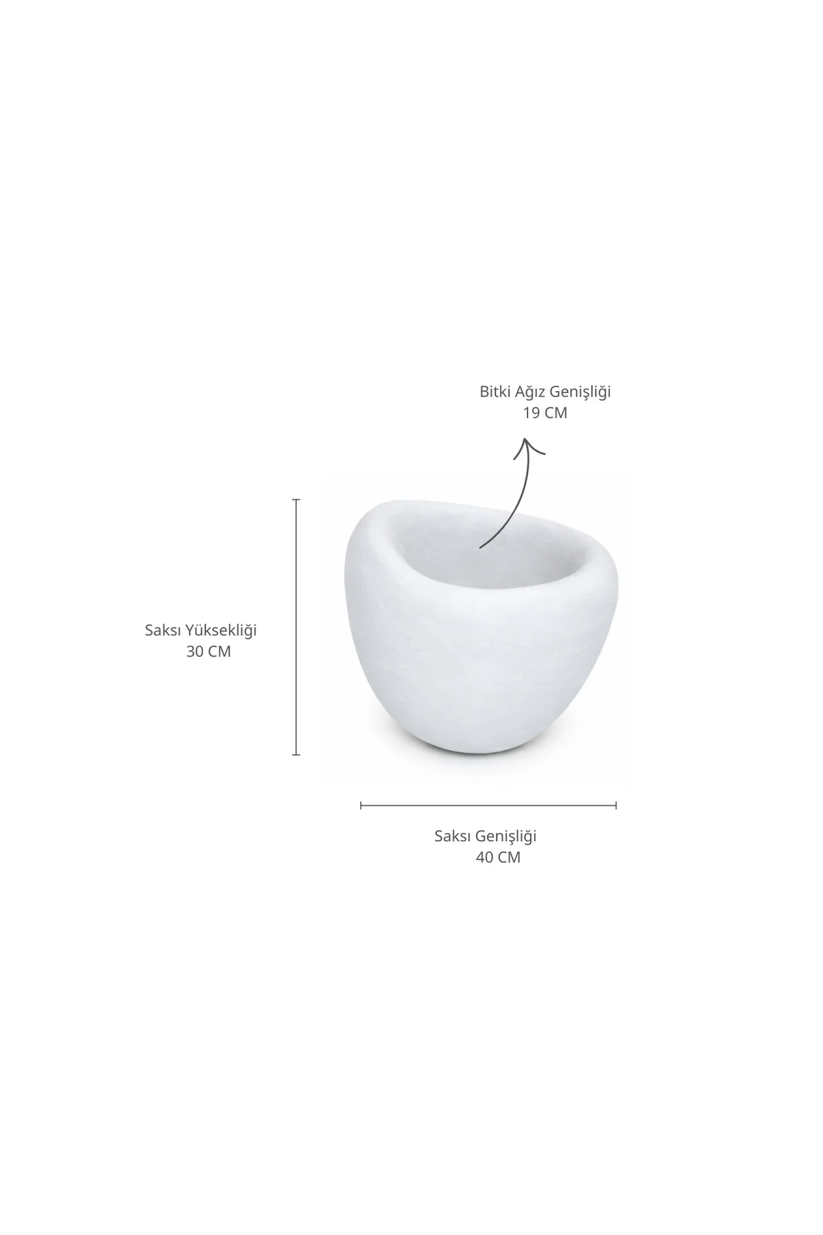Fiber Beton Görünümlü Dokulu Dekoratif Avize Saksı – 30 cm | Mode