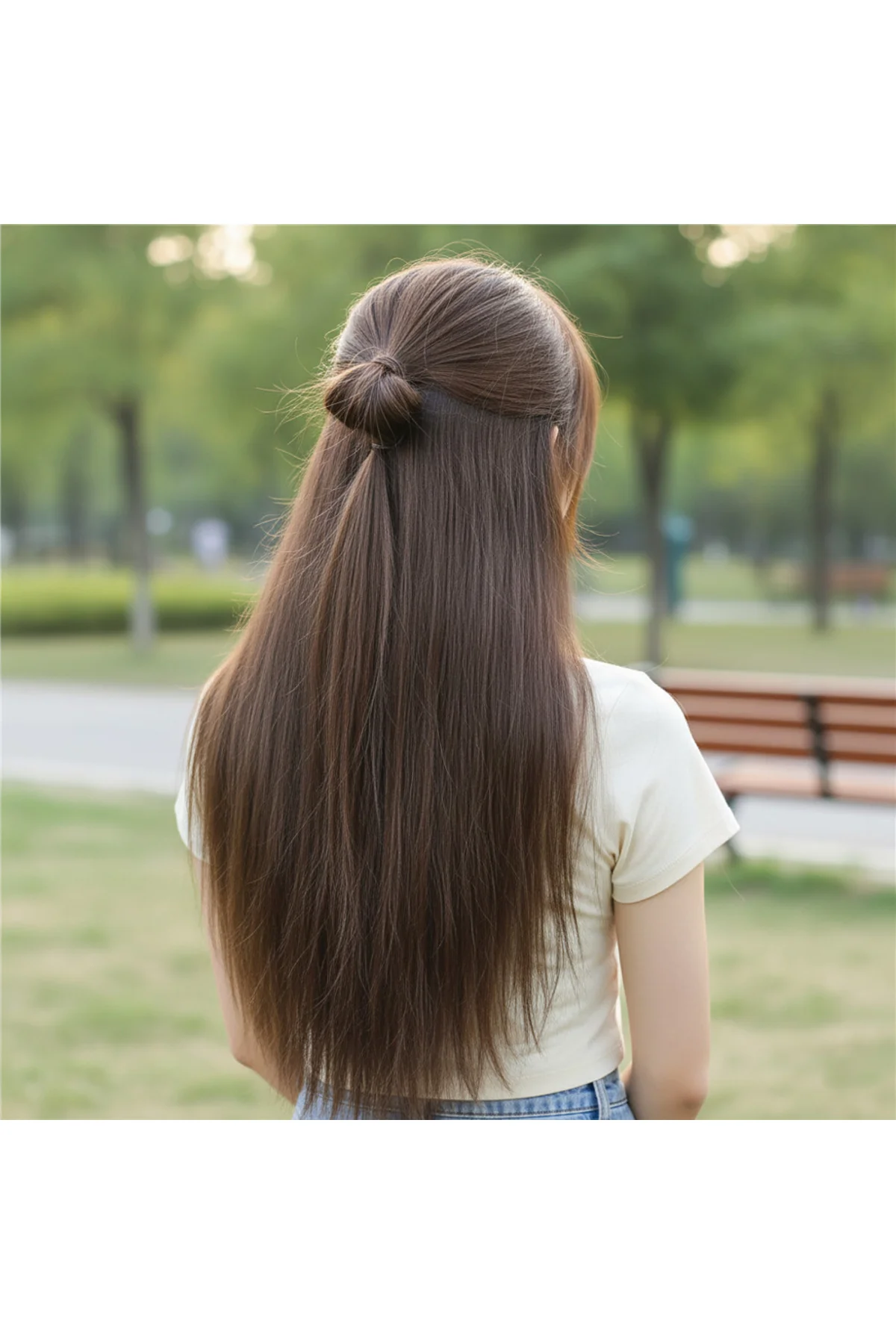 Fiber Sen Düz Yarım Ay + 2 Yan Çıt Çıt / Açık Kahve