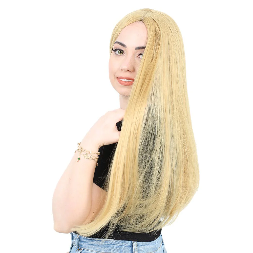 Fiber Sen Uzun Düz Peruk / Sarı