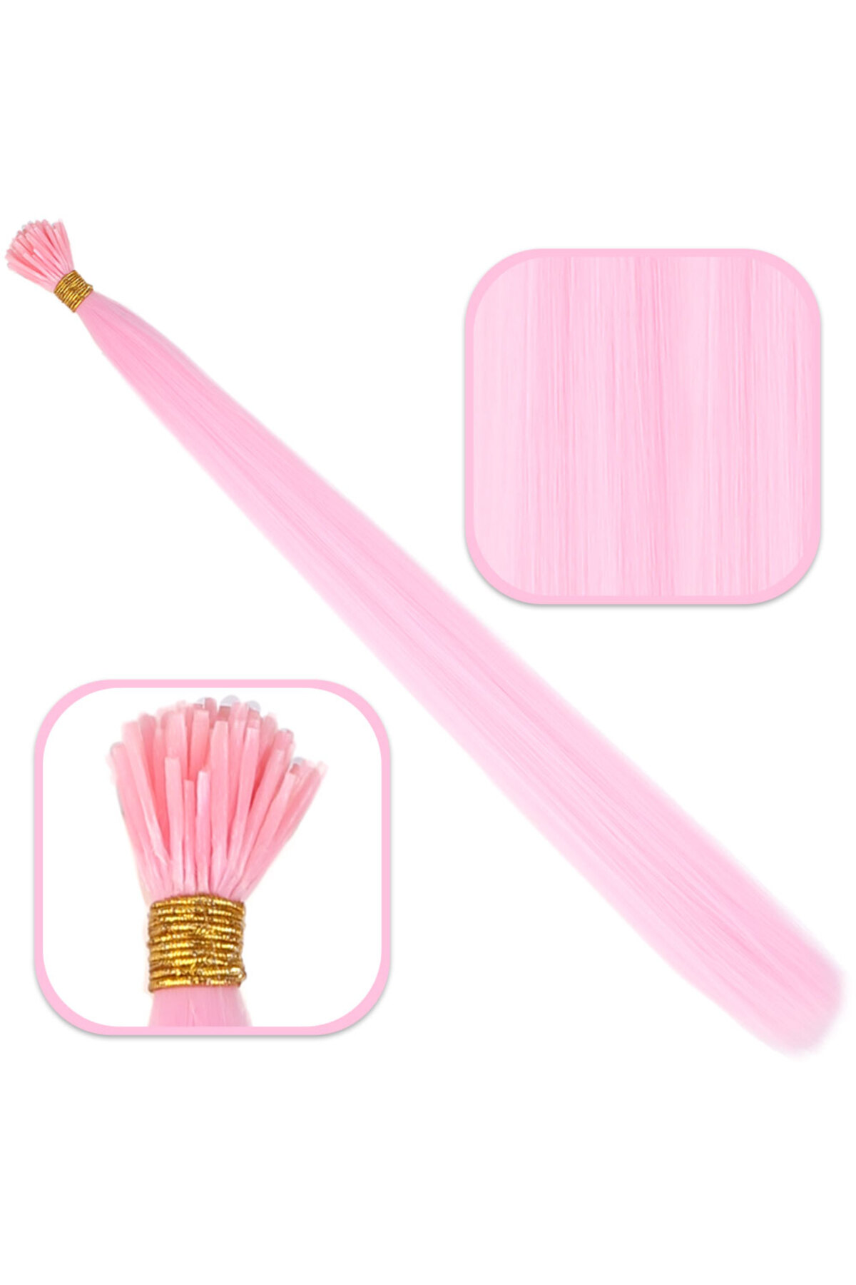 Estevia Fiber Sentetik Boncuk Kaynaklik Renkli Saç / Şeker Pembe / 100 Ad