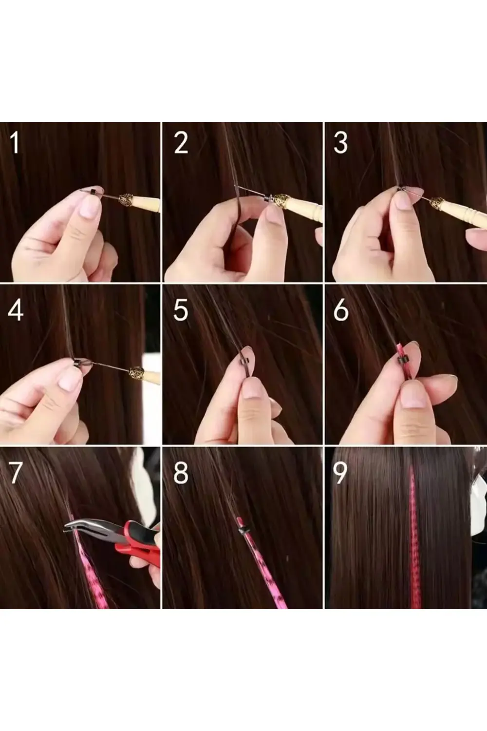 Fiber Sentetik Boncuk Kaynaklık Renkli Saç / Koyu Mavi / 100 Adet