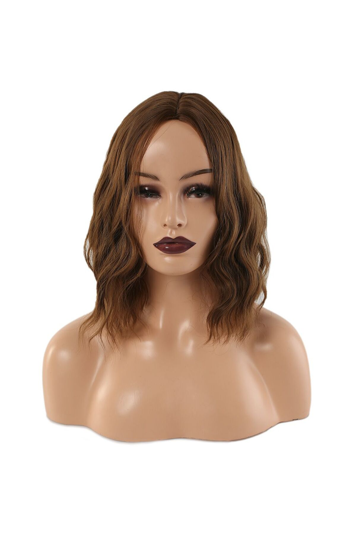 Villu Fiber Sentetik Kısa Dalgalı Perçemsiz Peruk / Kumral