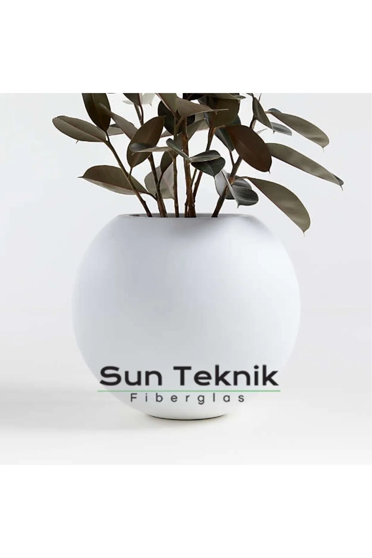 Fiberglas 90 Çap Küre Fiber Saksı Siyah