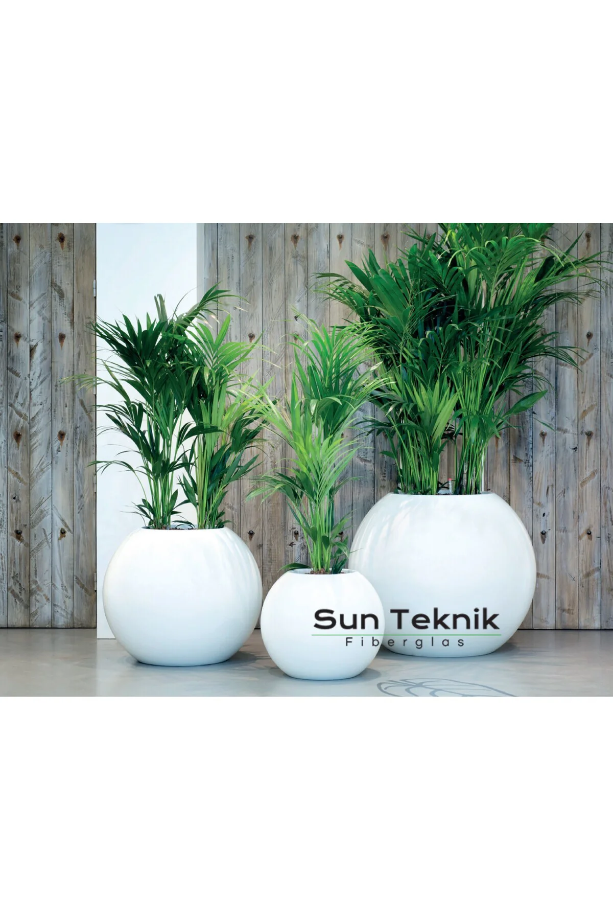 Fiberglas 90 Çap Küre Fiber Saksı Siyah