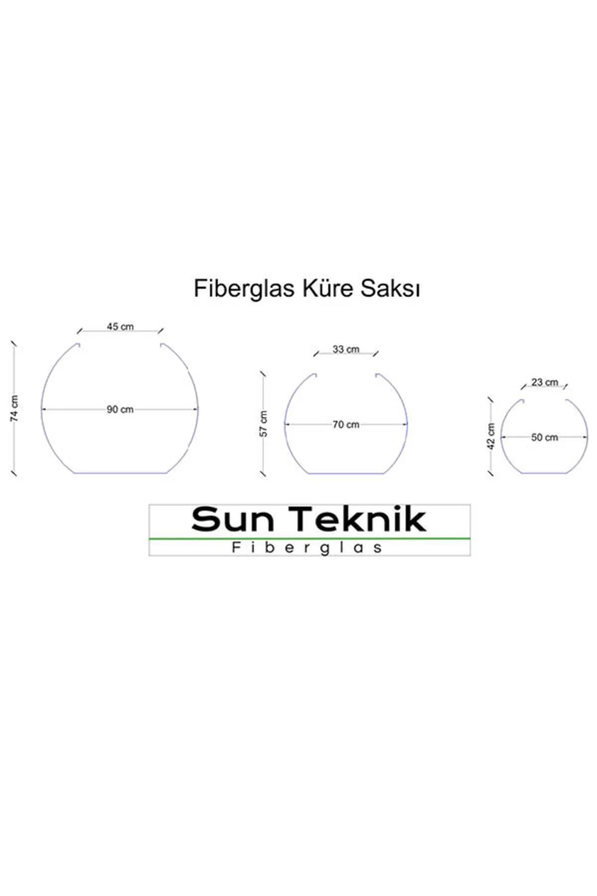 Fiberglas 90 Çap Küre Fiber Saksı Siyah