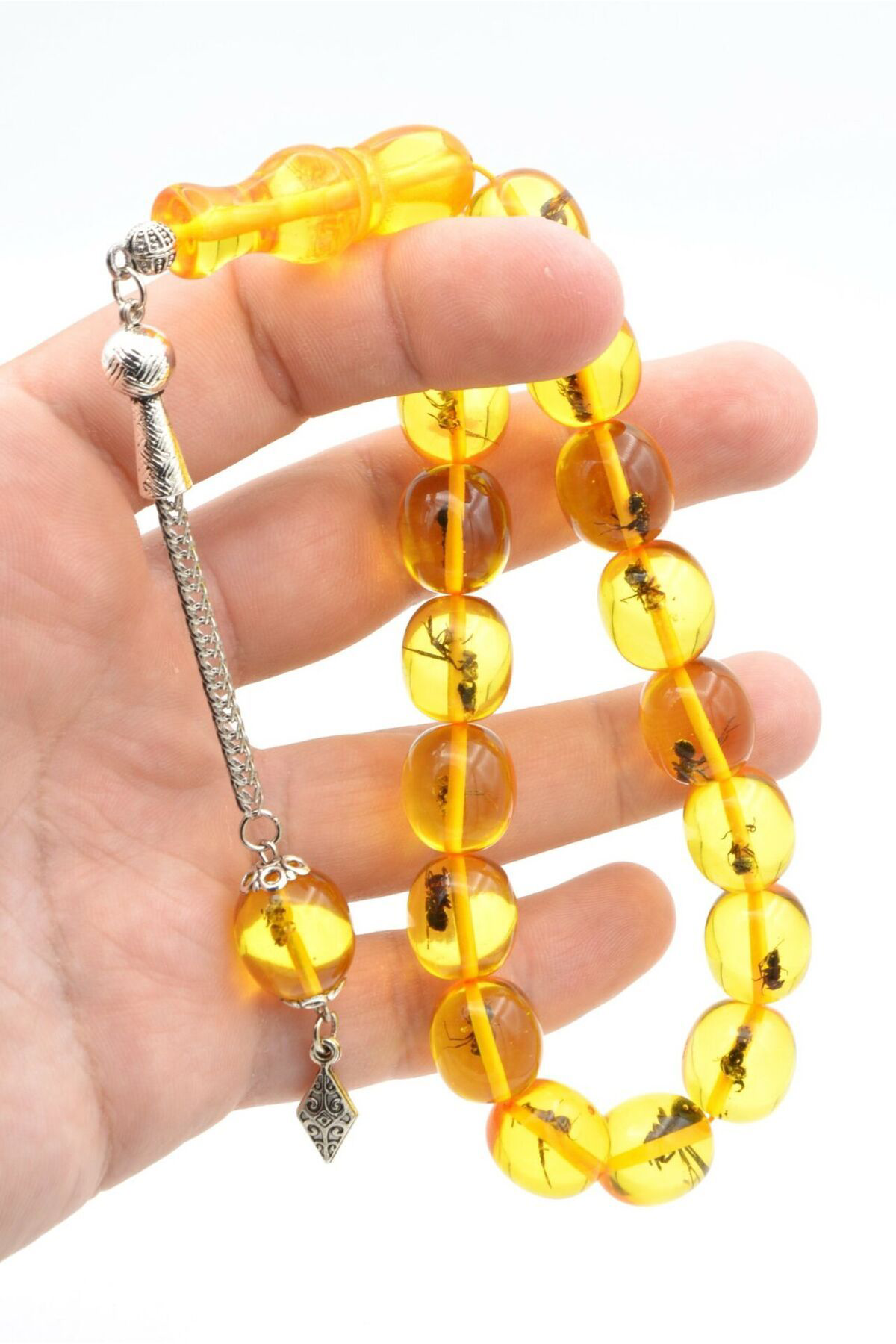 Murty99 Fıçı Kesim Karınca Fosilli Toz Kehribar Efe Maskot Tesbih