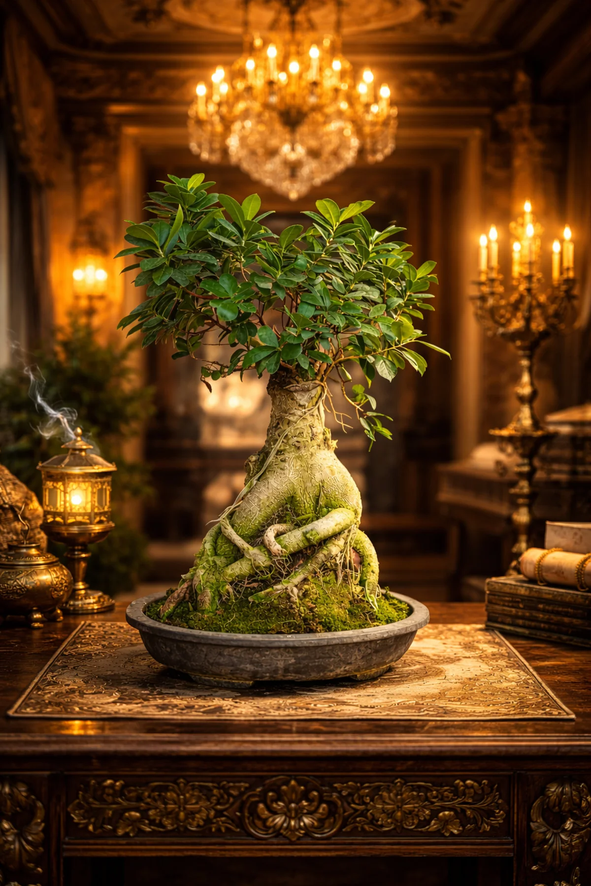Ficus Ginseng Bonsai Canlı Bitki - Özel Formlu Dolgun Gövdeli Dek