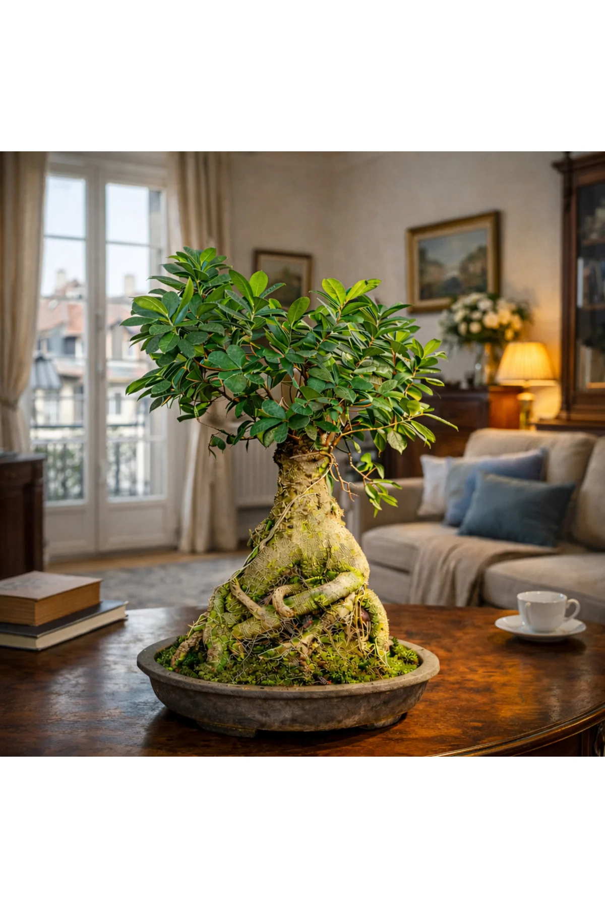 Ficus Ginseng Bonsai Canlı Bitki - Özel Formlu Dolgun Gövdeli Dek