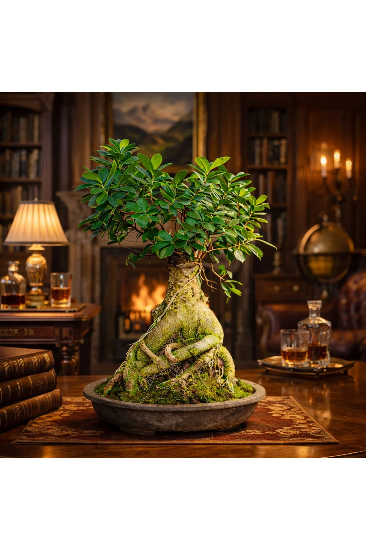Ficus Ginseng Bonsai Canlı Bitki - Özel Formlu Dolgun Gövdeli Dek