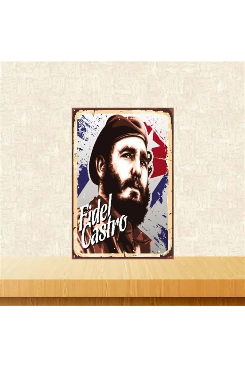 Fidel Castro Tasarımlı 20-30 Cm Retro Ahşap Poster