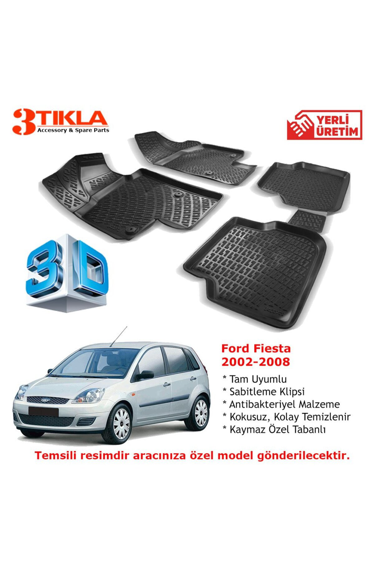Fiesta 2002-2008 Premium 3D Havuzlu Paspas Seti