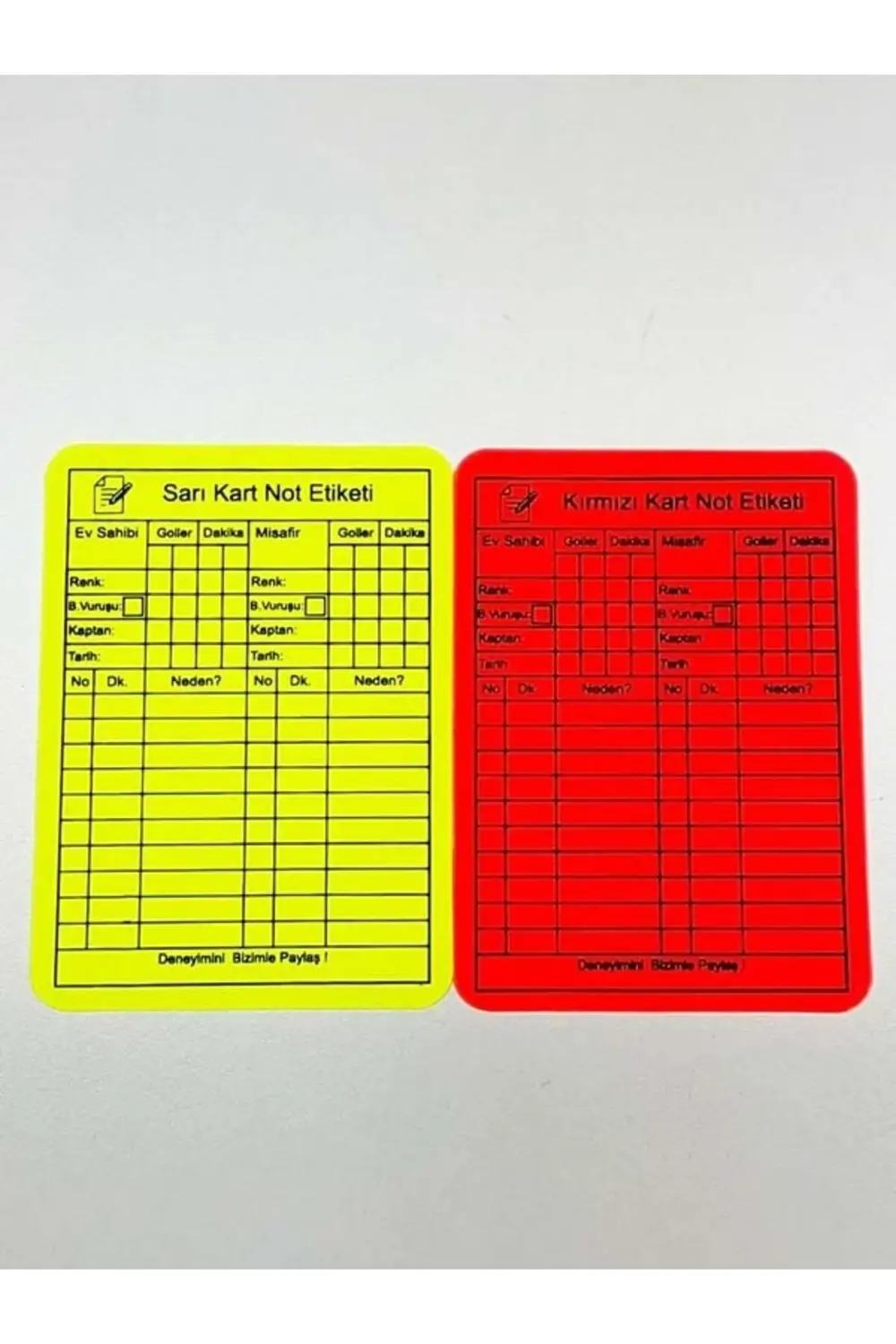 Fifa Baskılı Kalın Sarı Kırmızı Kart Çizelgeli (Kurşun Kalem ile
