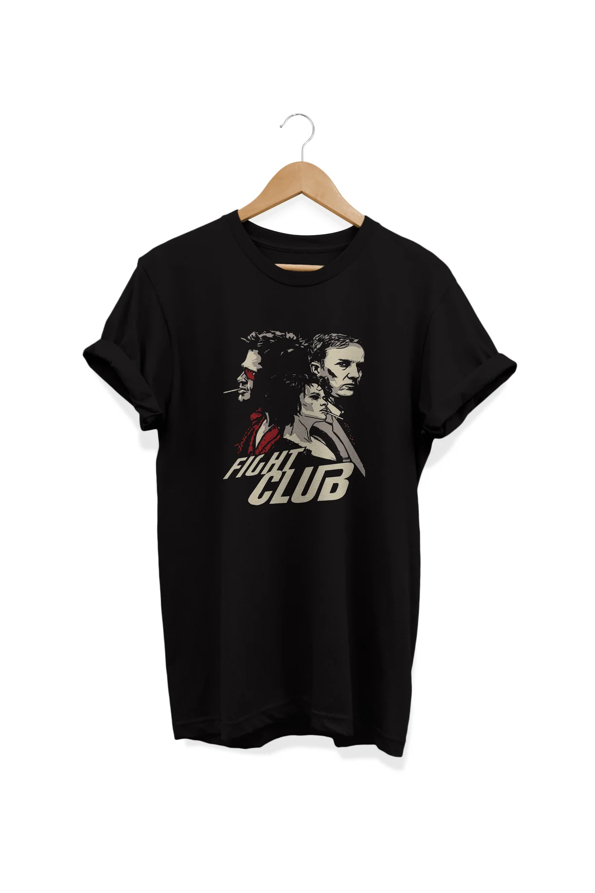 , Fight Club Baskılı, %100 Pamuk, Bisiklet Yaka, Oversize T-shirt