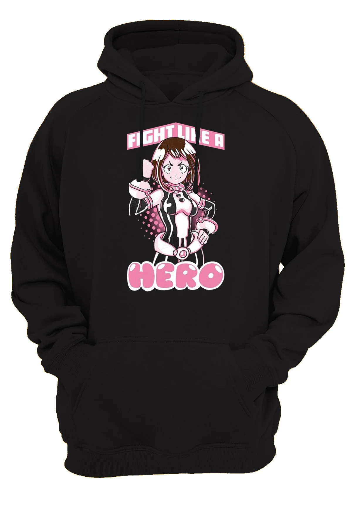Fight Like A Hero Baskılı 3 Ipl. Şardonlu 600 Gr. Içi Polar Siyah Kapüşonlu Sweatshirt
