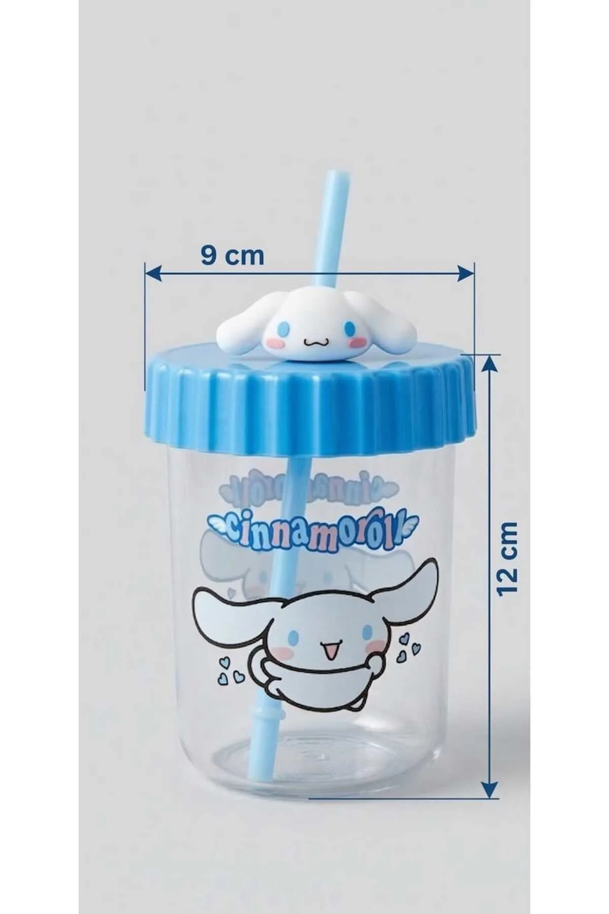 Figürlü Pipetli Bardak ( Mavi)