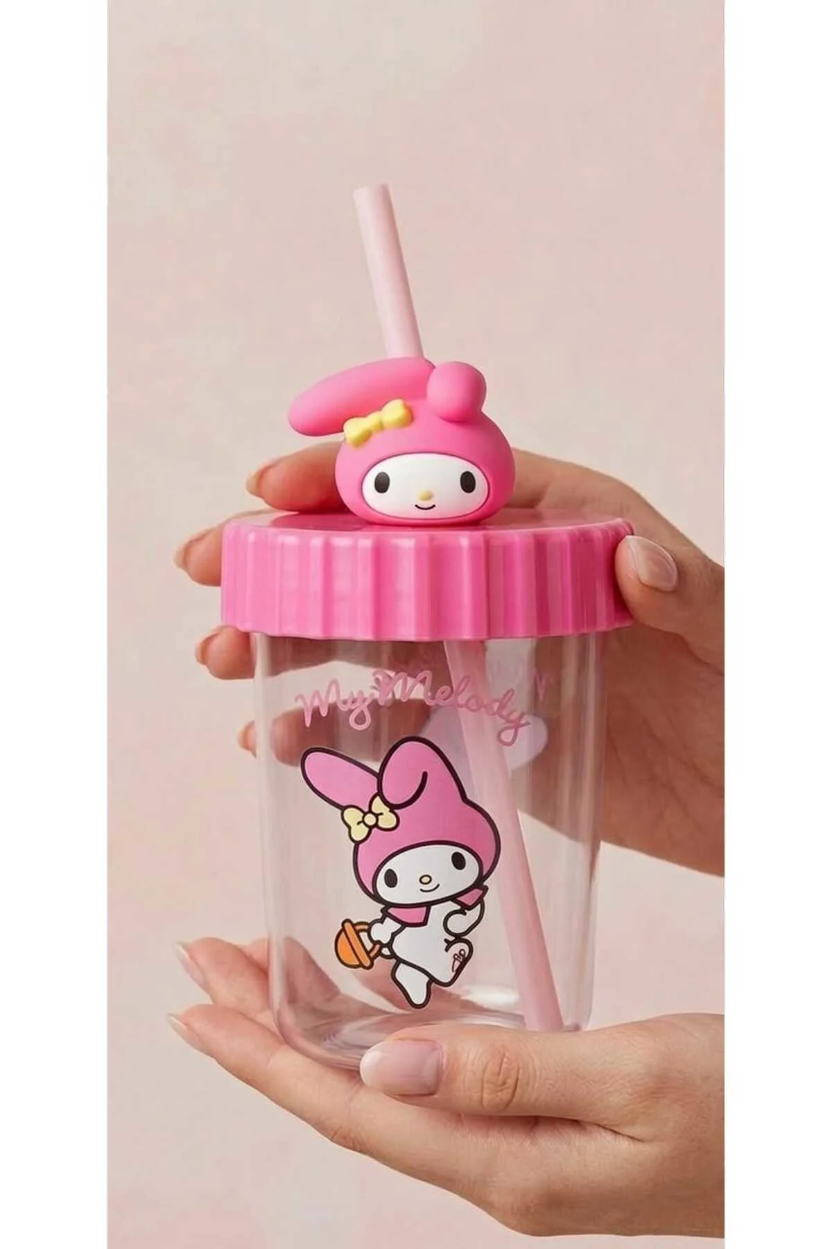 Figürlü Pipetli Bardak (pembe)