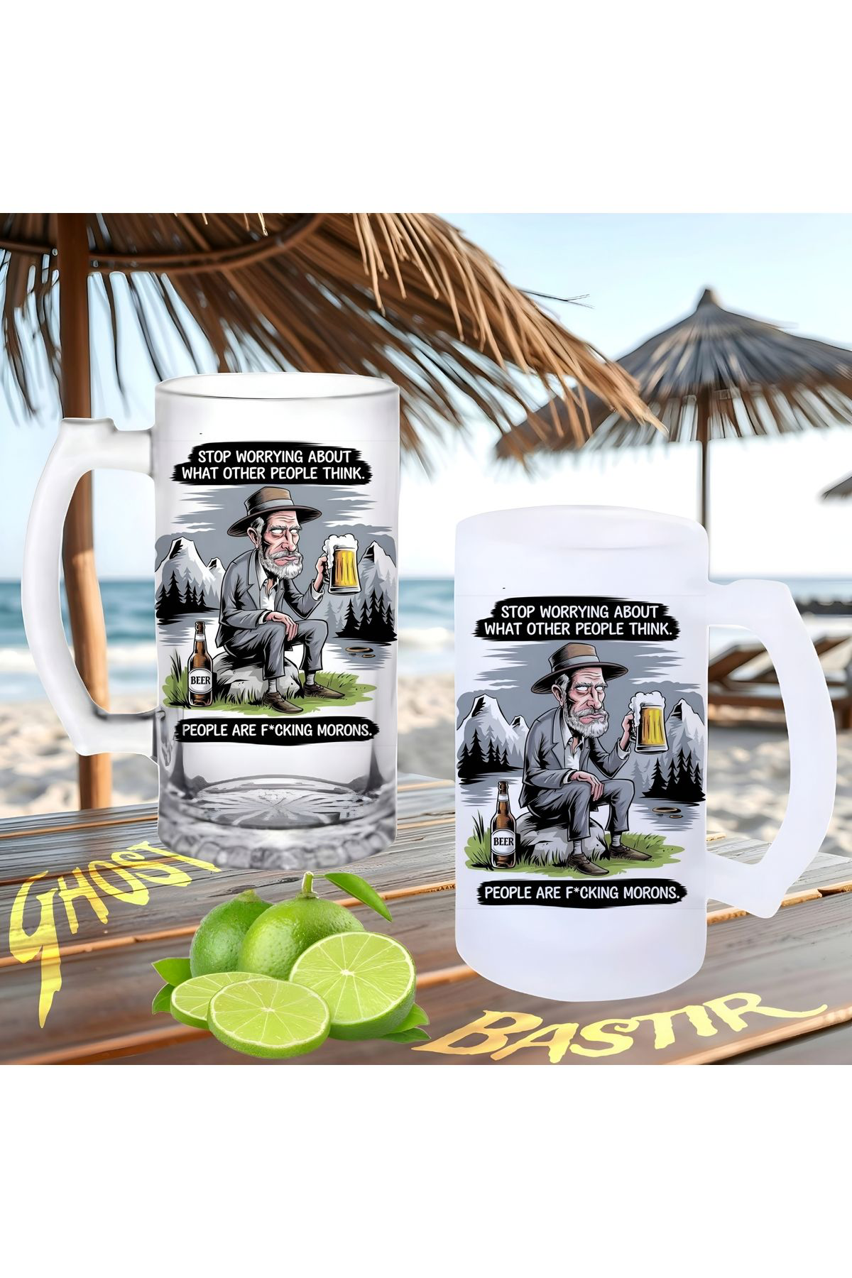 Ghostbusters Filazof Sözlü Buzlu Ya Da Buzsuz Bira Bardaği