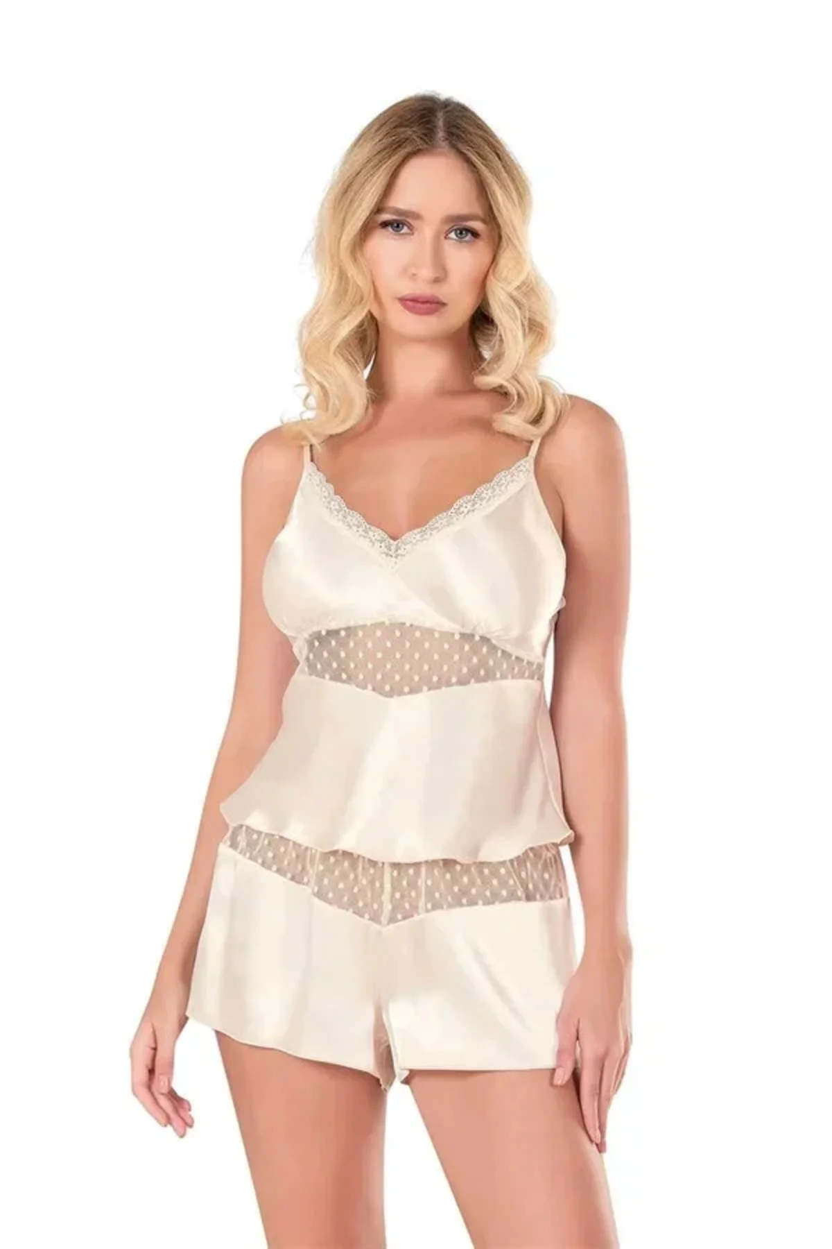 Fildişi Saten Babydoll Şort Takımı Fiyatı, Yorumları ve Özellikleri
