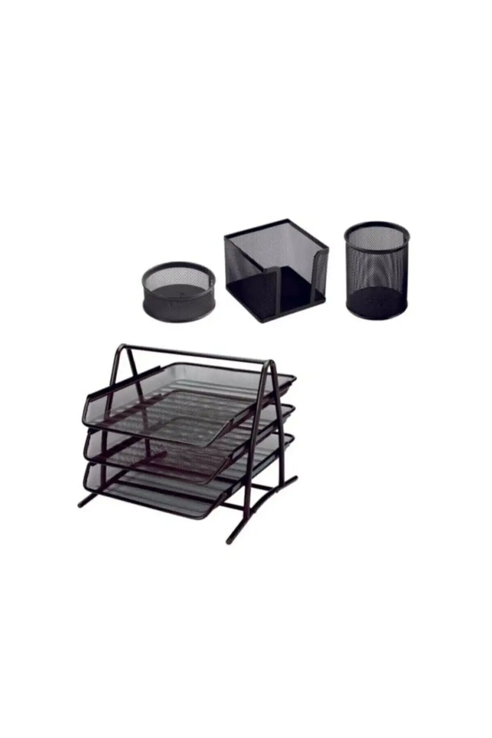 File 3'lü Evrak Rafı 3'lü File Masa Üstü Set