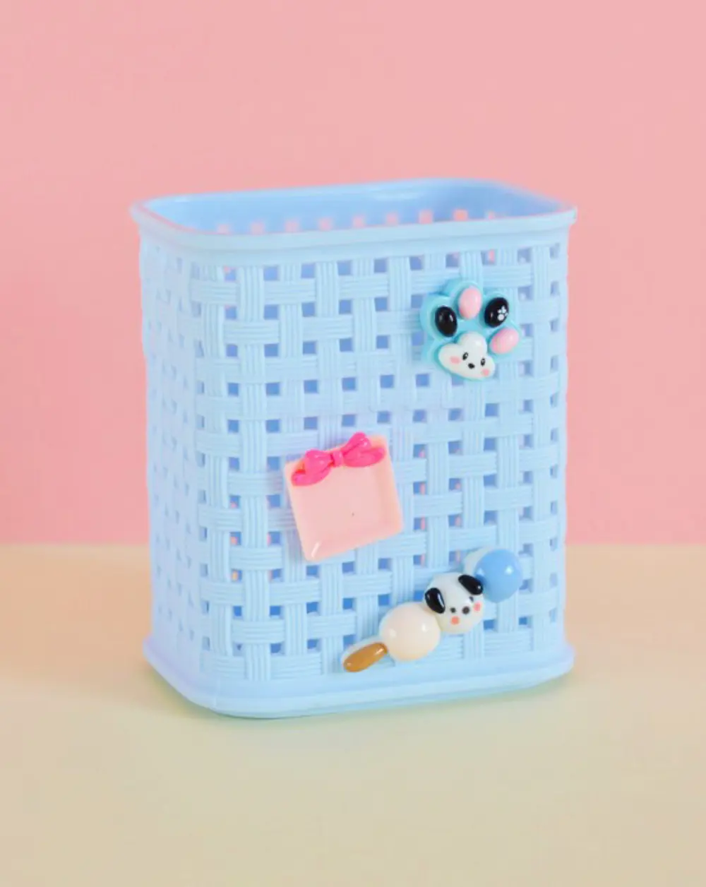 Fileli Masaüstü Kalemlik Plastik Kawaii Sevimli Kalemlik - Mavi