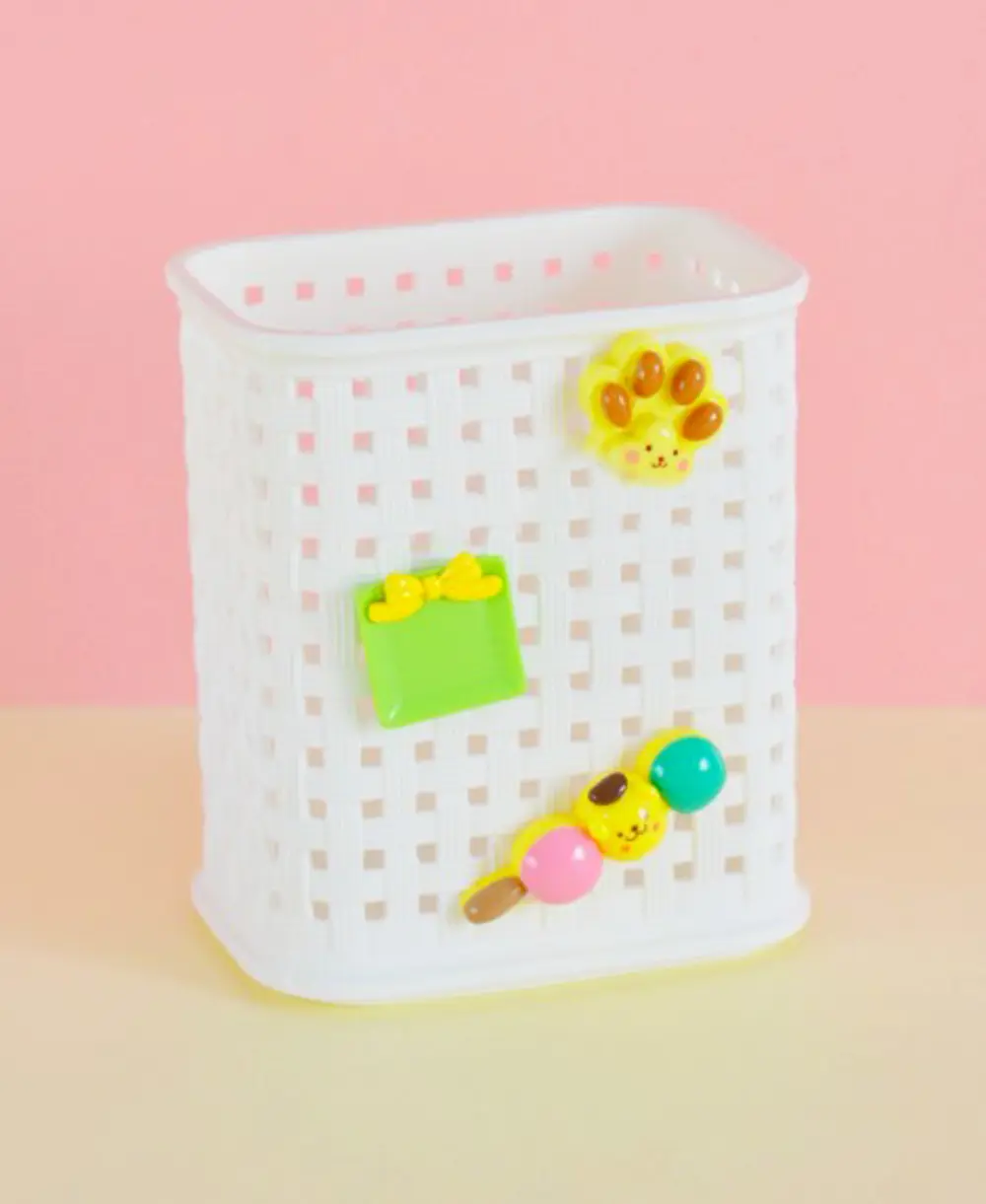 Fileli Masaüstü Kalemlik Plastik Kawaii Sevimli Kalemlik - Beyaz