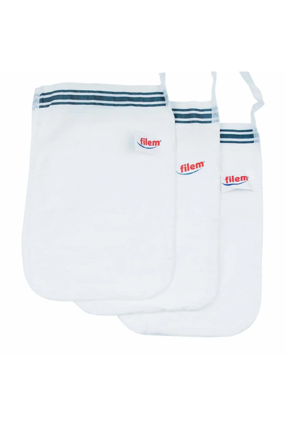 Filem Beyaz Şerit Baskılı 5 Adet Peeling Hamam Banyo Kesesi 16x24