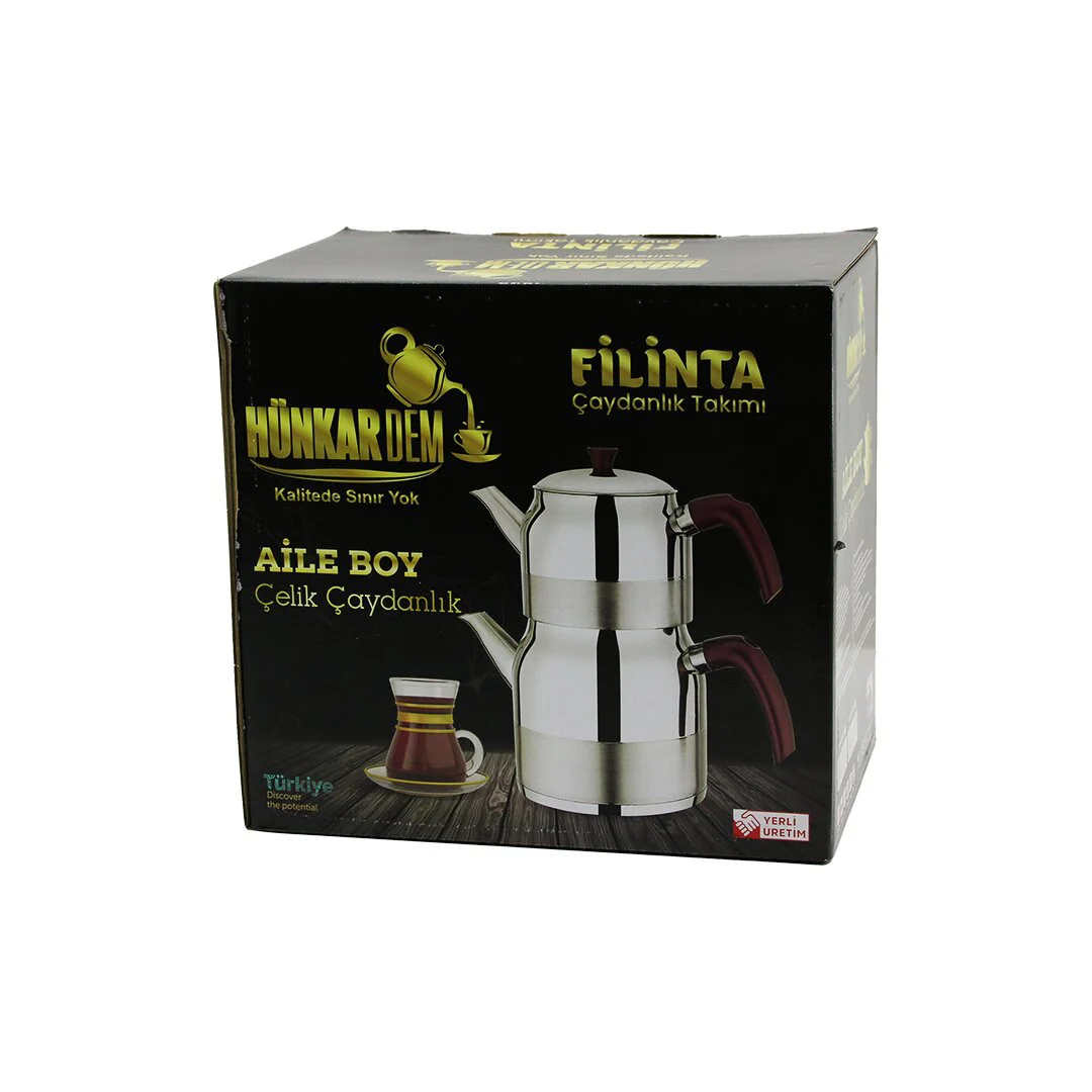 Filinta Aile Boy Çelik Çaydanlık Seti Çift Kapaklı Renkli Bakalit Kulp Üst Demlik: 1.5LT - Alt Suluk: 3LT Kendinden Süzgeçli Fiyatı, Yorumları ve Özellikleri