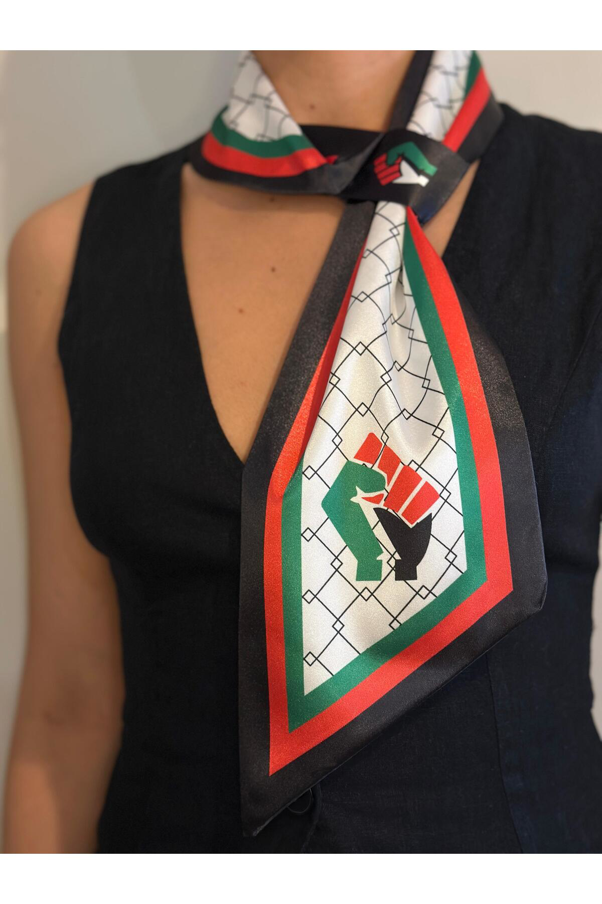 Filistin Bayrağı Desenli Kravat Eşarp