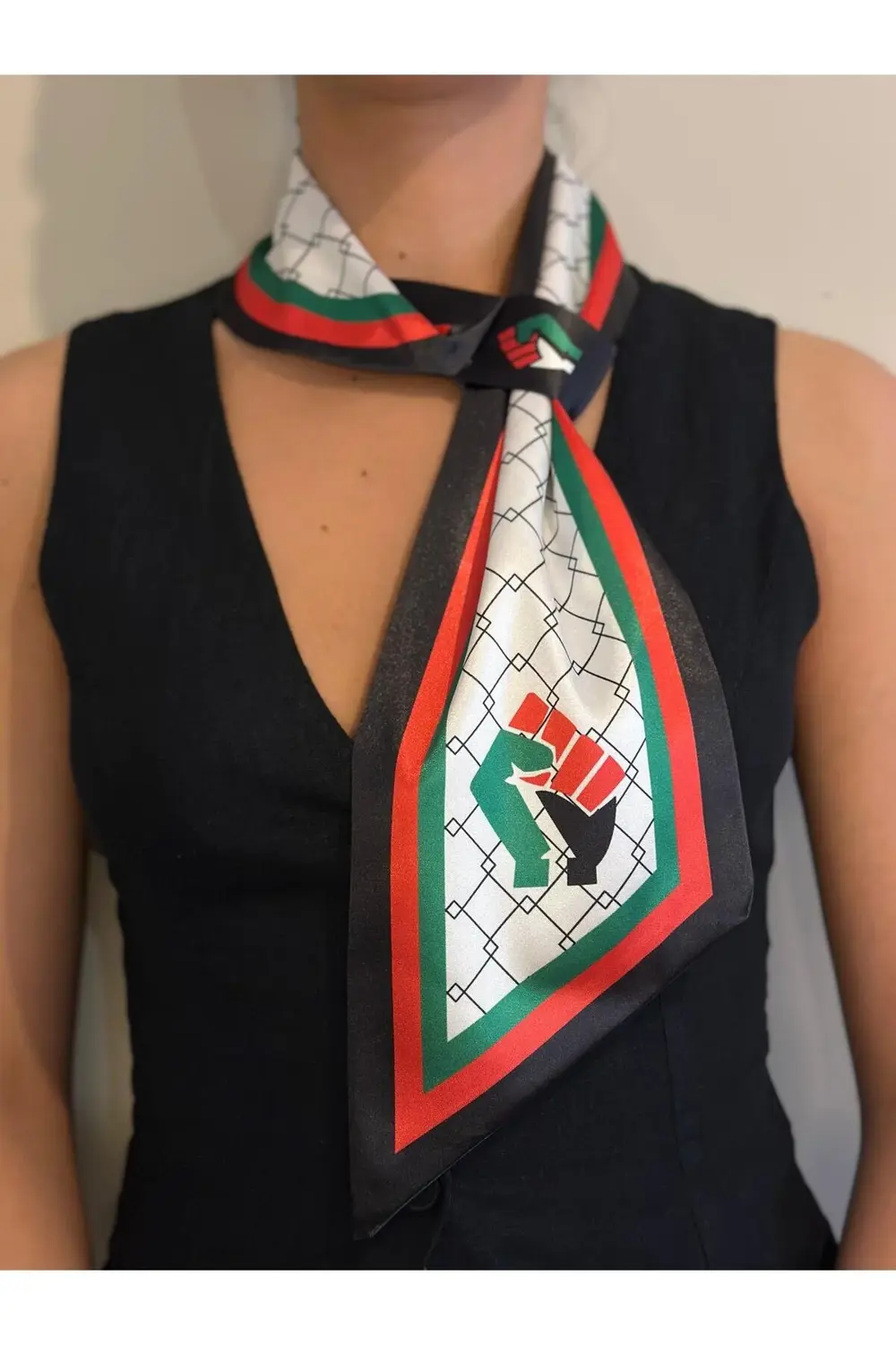 Filistin Bayrağı Desenli Kravat Eşarp