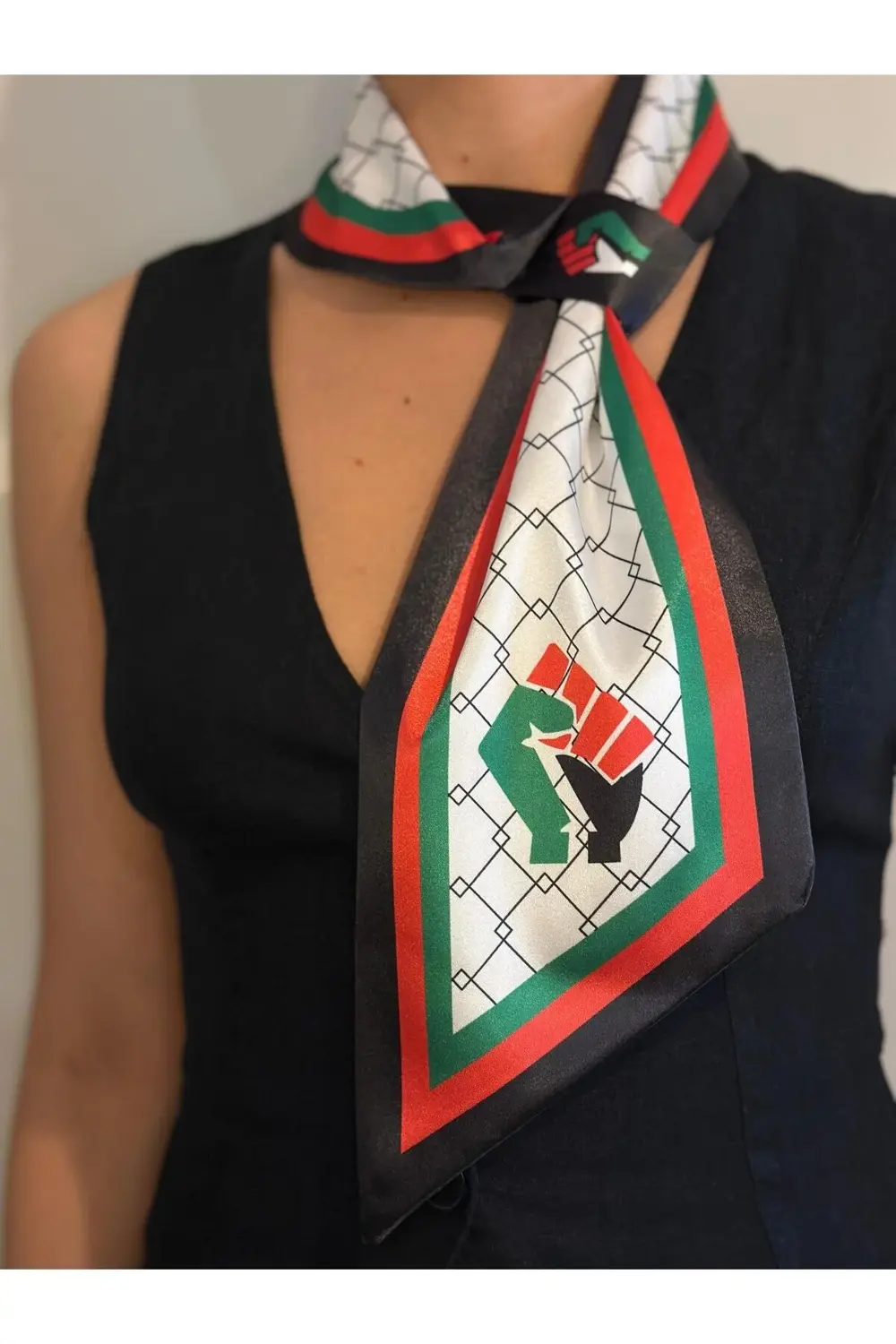 Filistin Bayrağı Desenli Kravat Eşarp