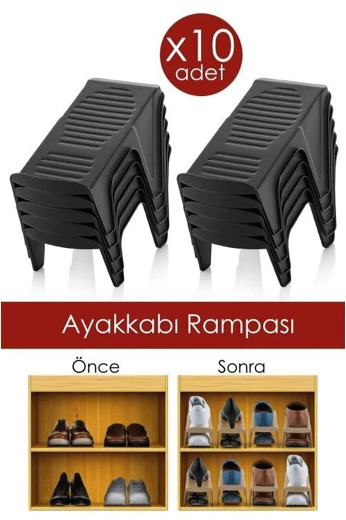 FilizoraSell Lirazon 10 Adet Ayakkabı Rampası, Tekli Ayakkabı Düz