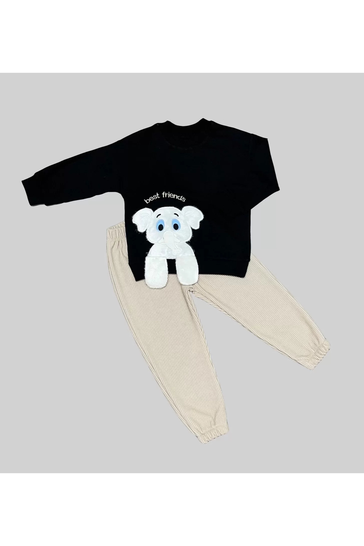 Mcem Store Filli Sallanan Ak Desenli Likra Penye Kumaş Sweat Pantolonlu Kiz