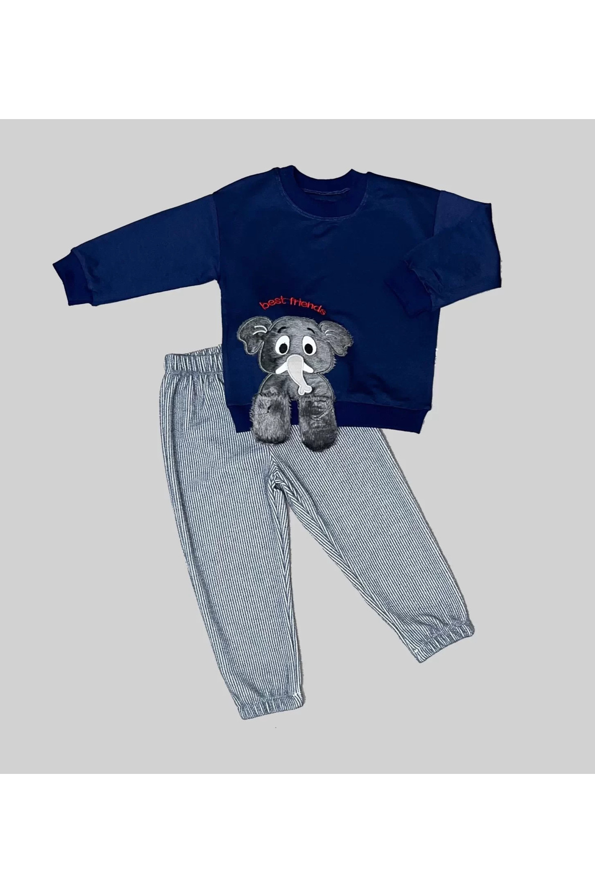 Mcem Store Filli Sallanan Ak Desenli Likra Penye Kumaş Sweat Pantolonlu Kiz