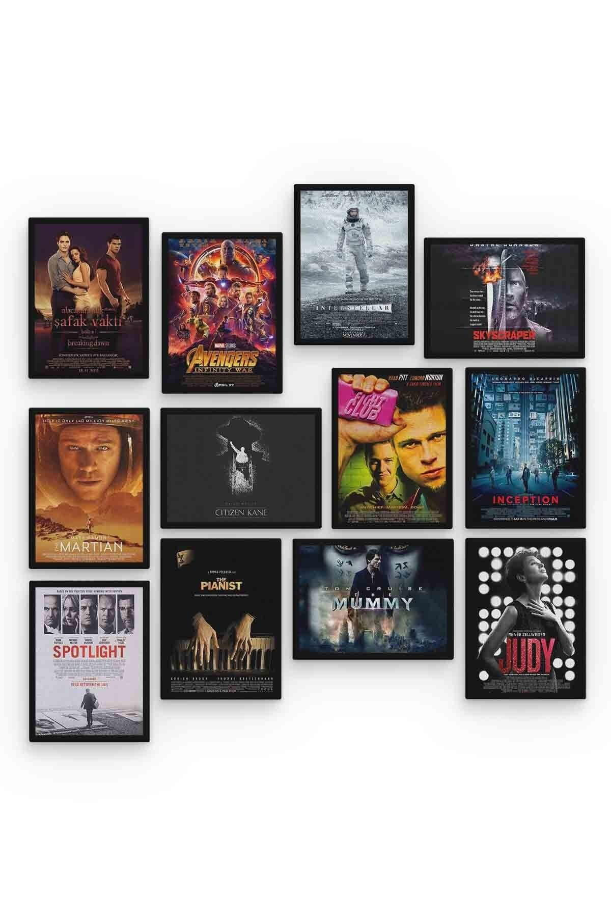 Film Kapakları 12 Parça Mdf (ahşap) Tablo Ofis Boyu 