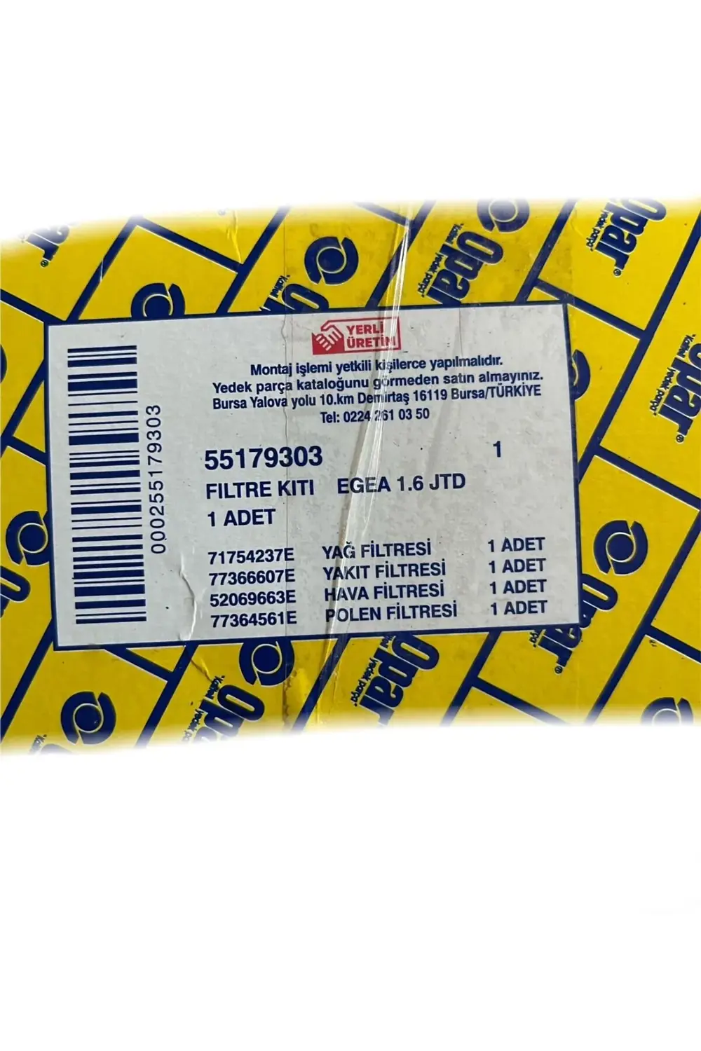 Fıltre Bakım Seti Fıat Egea 1.6 Jtd ( Opar) (55179303)