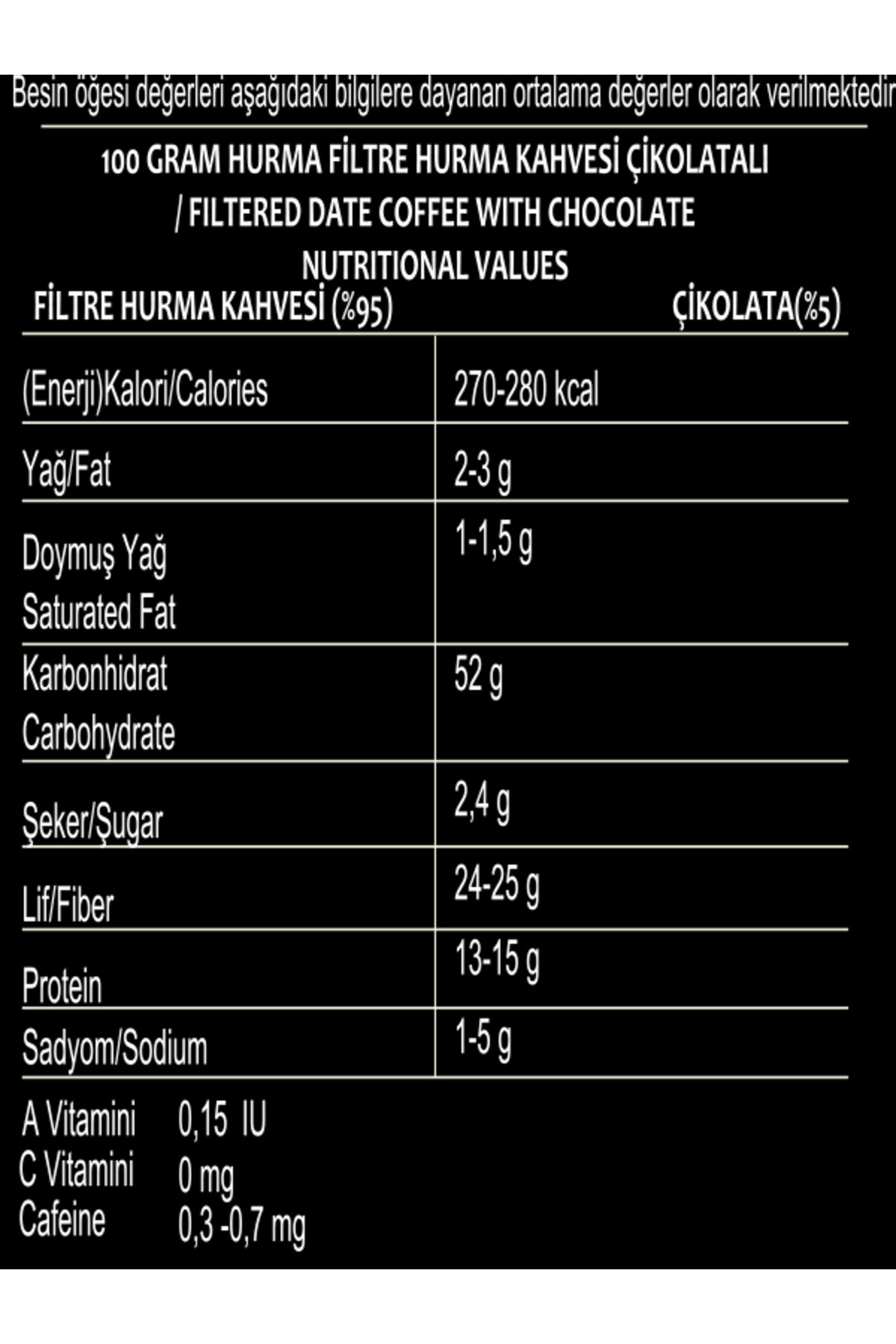 Filtre Hurma Kahvesi Çikolatalı 200 Gr