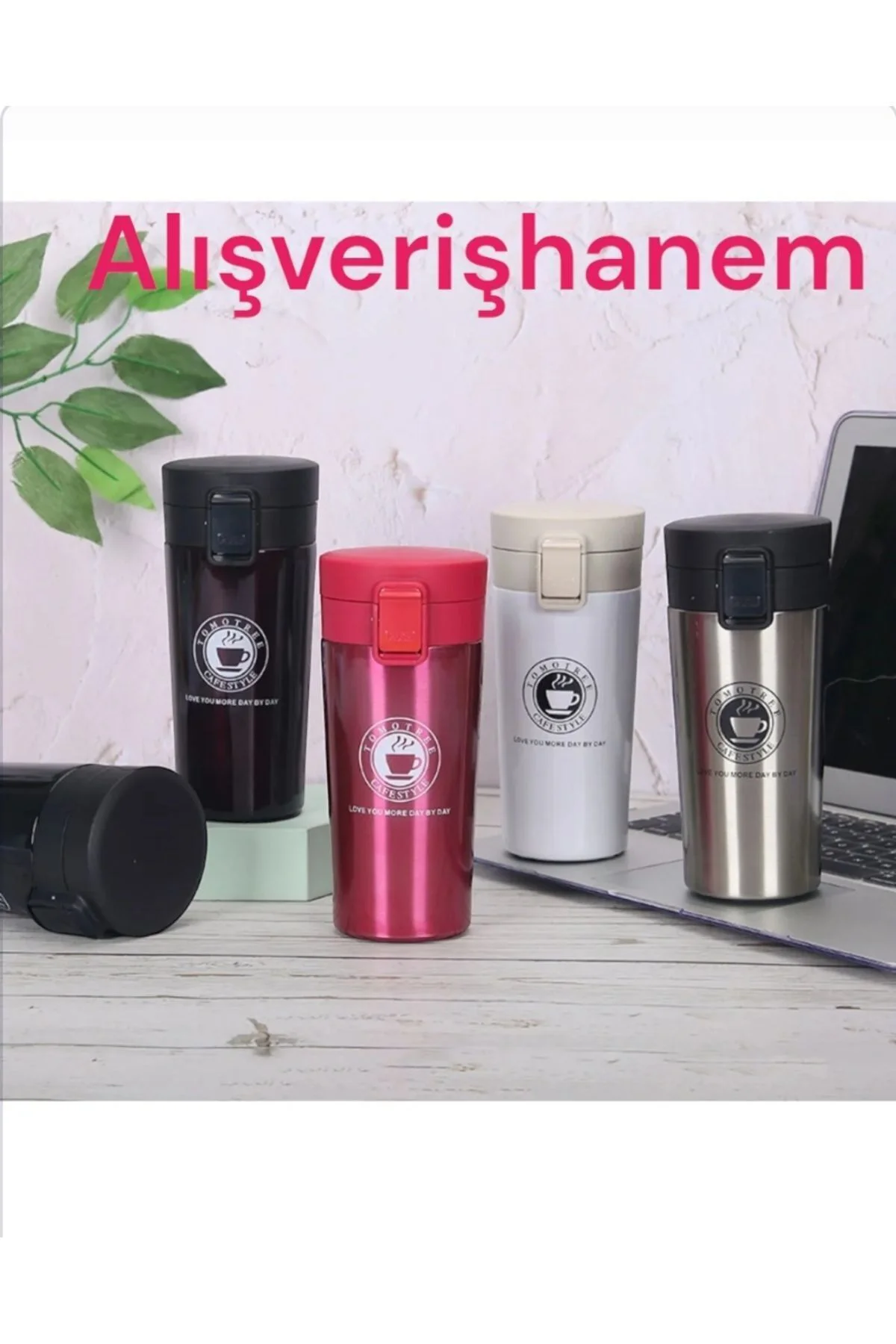 Filtreli Çift Katmanlı Paslanmaz Çelik Mug Bardak Termos 380 ml 7 Beyaz13 Bordo1metalik 8pembe)