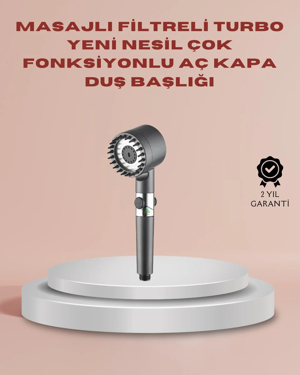 Filtreli Masaj Özellikli Duş Başlığı Aç Kapa Tuşlu - Sert Suya Karşı Hijyenik ve Konforlu Banyo Deneyimi