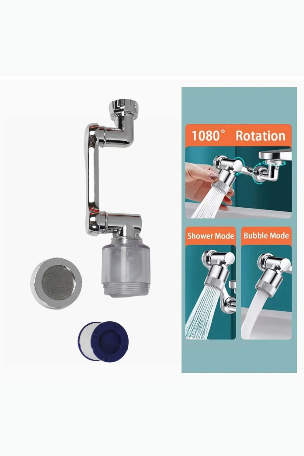 Filtreli Mutfak Banyo Musluk Başlığı 180 Derece Dönebilen Fonksiy