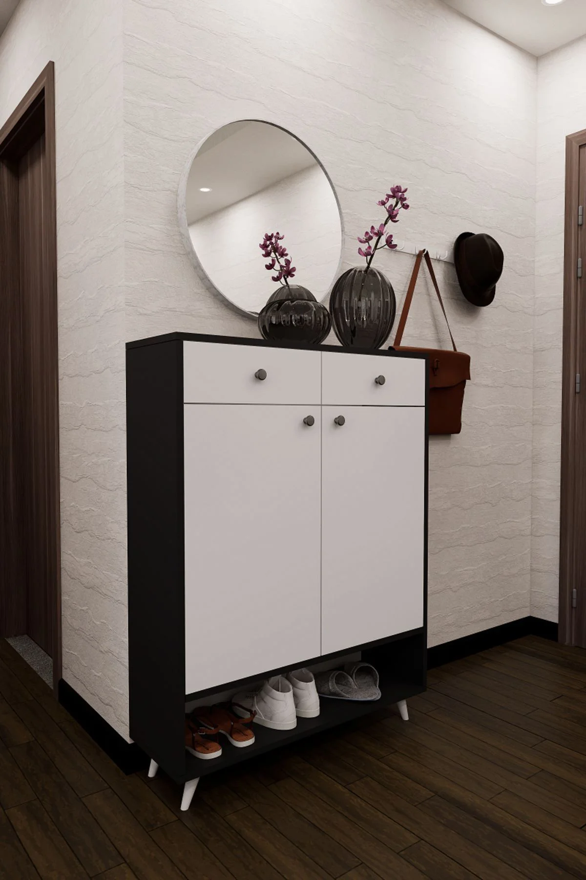 Finark Geniş Çok Amaçlı Ayakkabı Dolabı Dresuar Antrasit