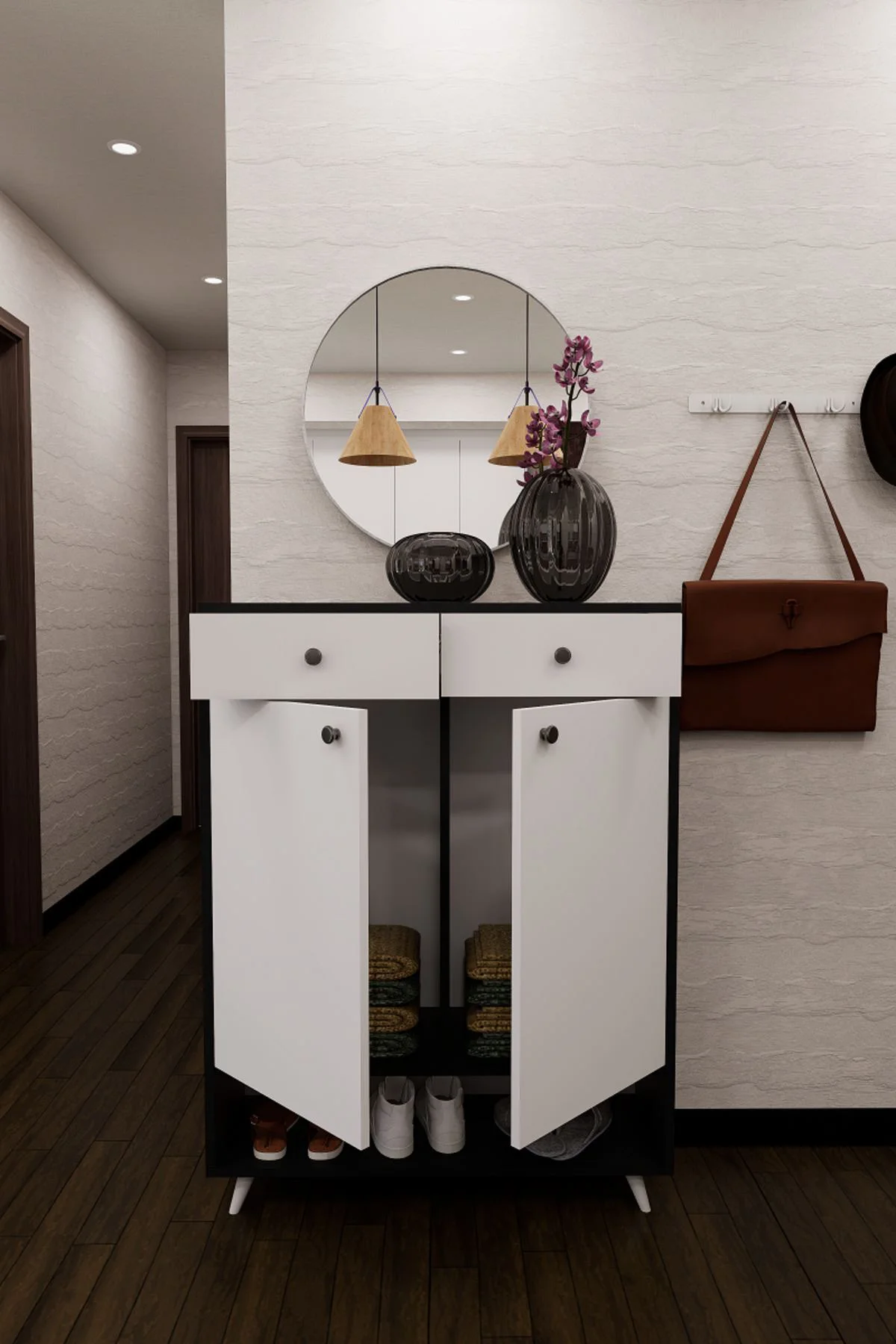 Finark Geniş Çok Amaçlı Ayakkabı Dolabı Dresuar Antrasit