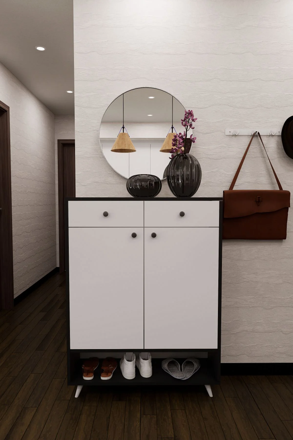 Finark Geniş Çok Amaçlı Ayakkabı Dolabı Dresuar Antrasit