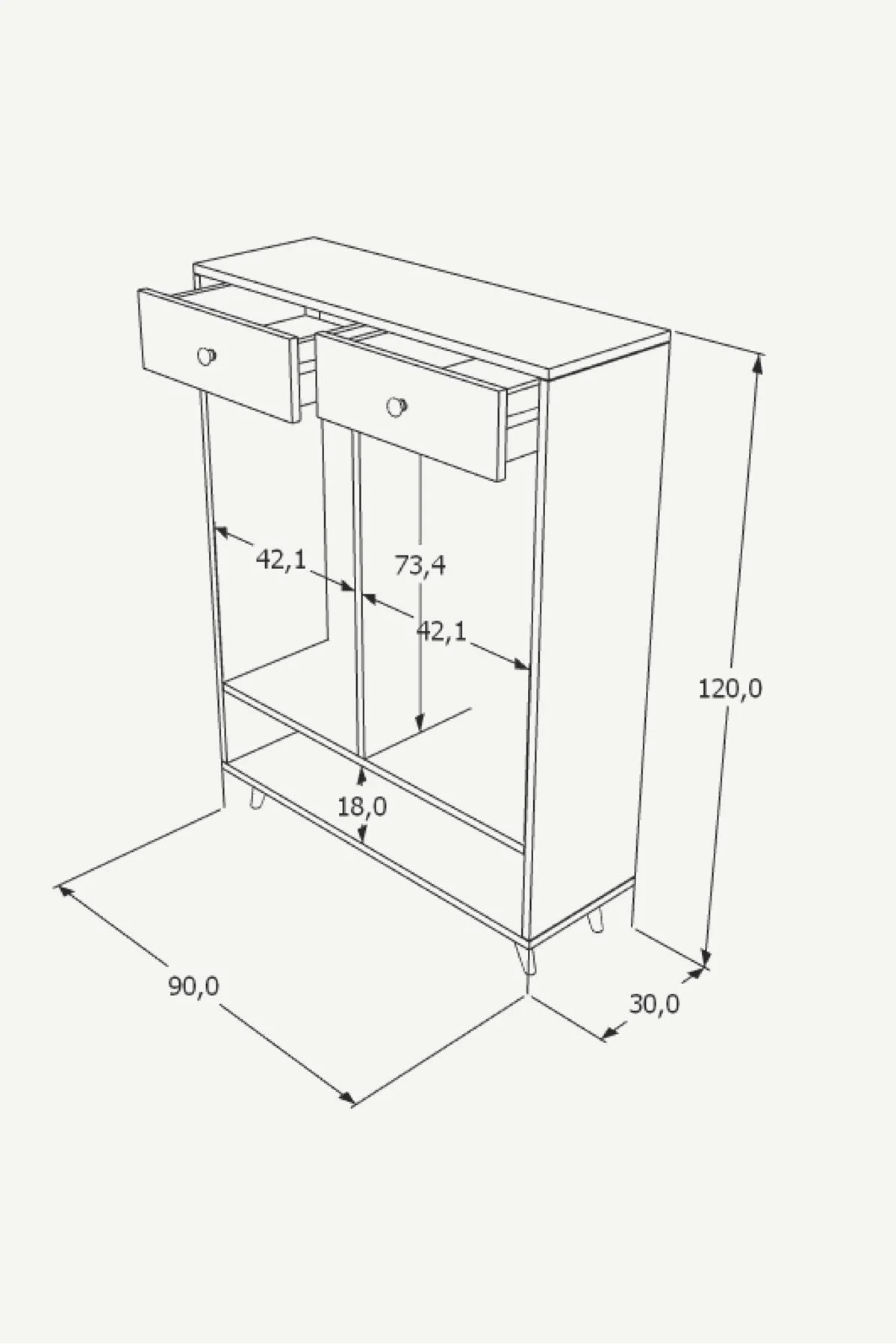 Finark Geniş Çok Amaçlı Ayakkabı Dolabı Dresuar Antrasit
