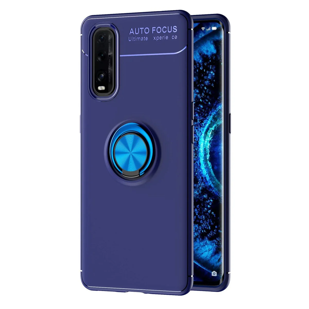 Find X2 Kılıf Range Yüzüklü Silikon - Mavi