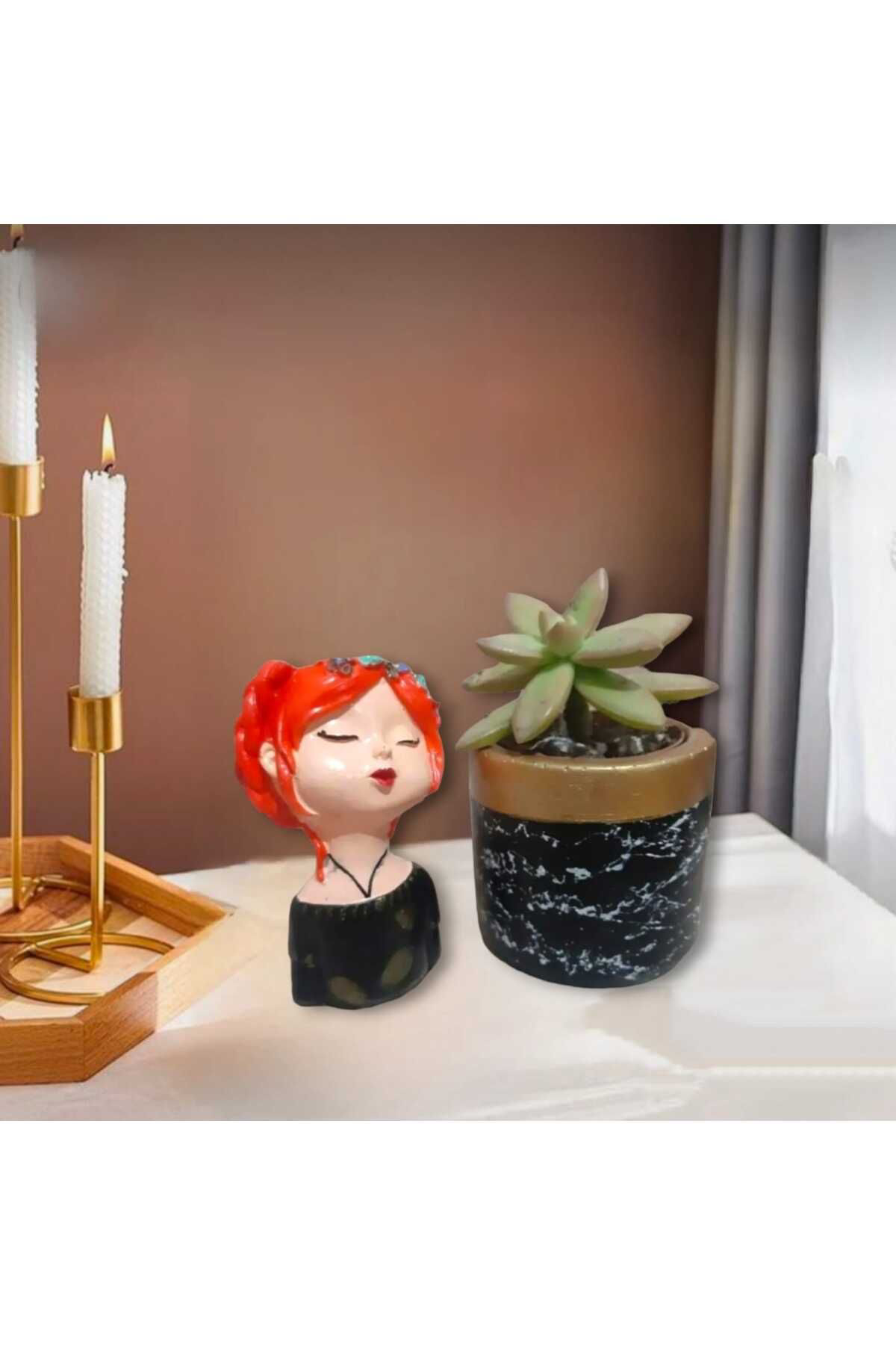 Fındık Bebek& Beton Saksı & Mumluk ( Dekoratif)