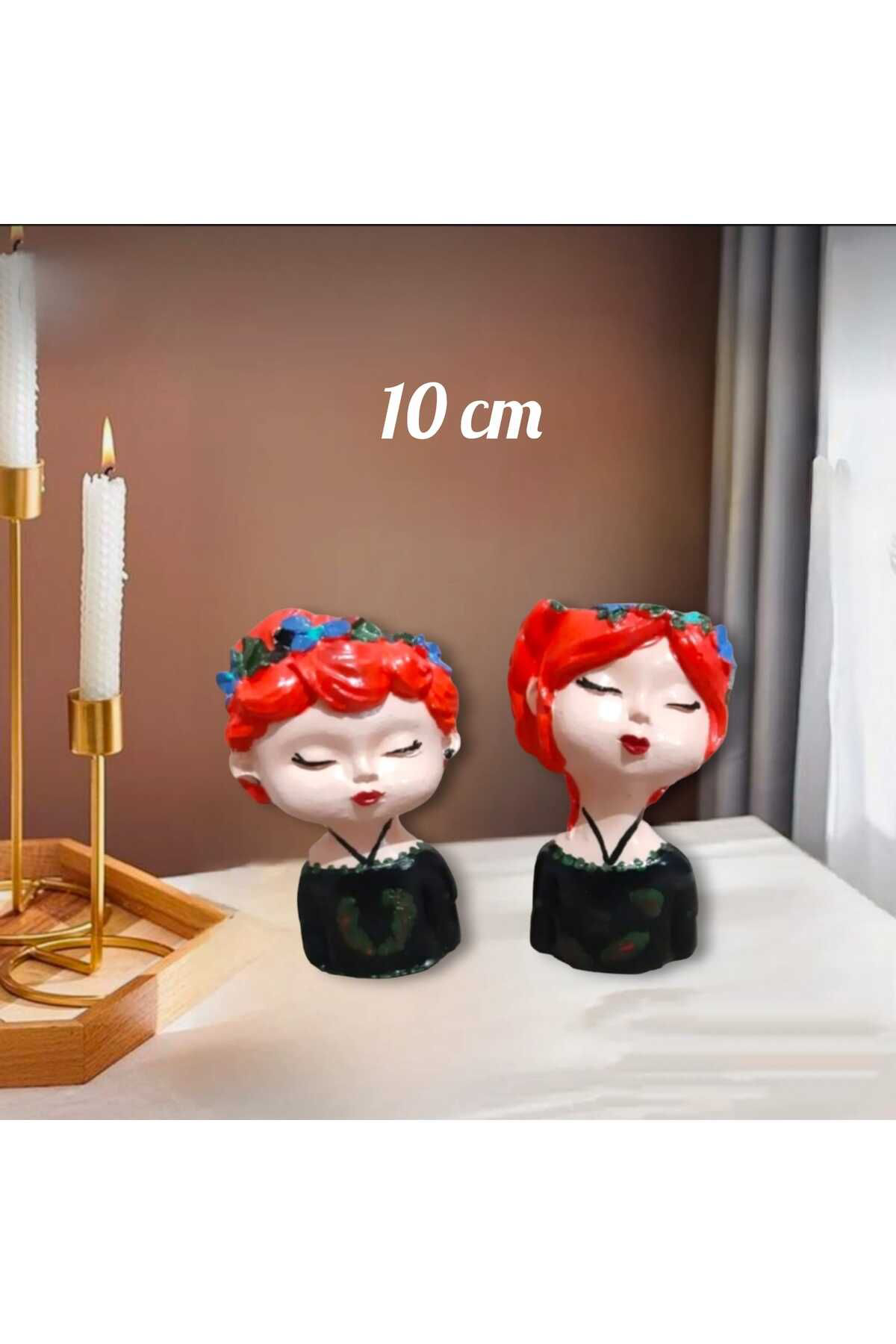 Fındık Kız Bebek Beton Saksı & Mumluk ( Dekoratif) 2 Li