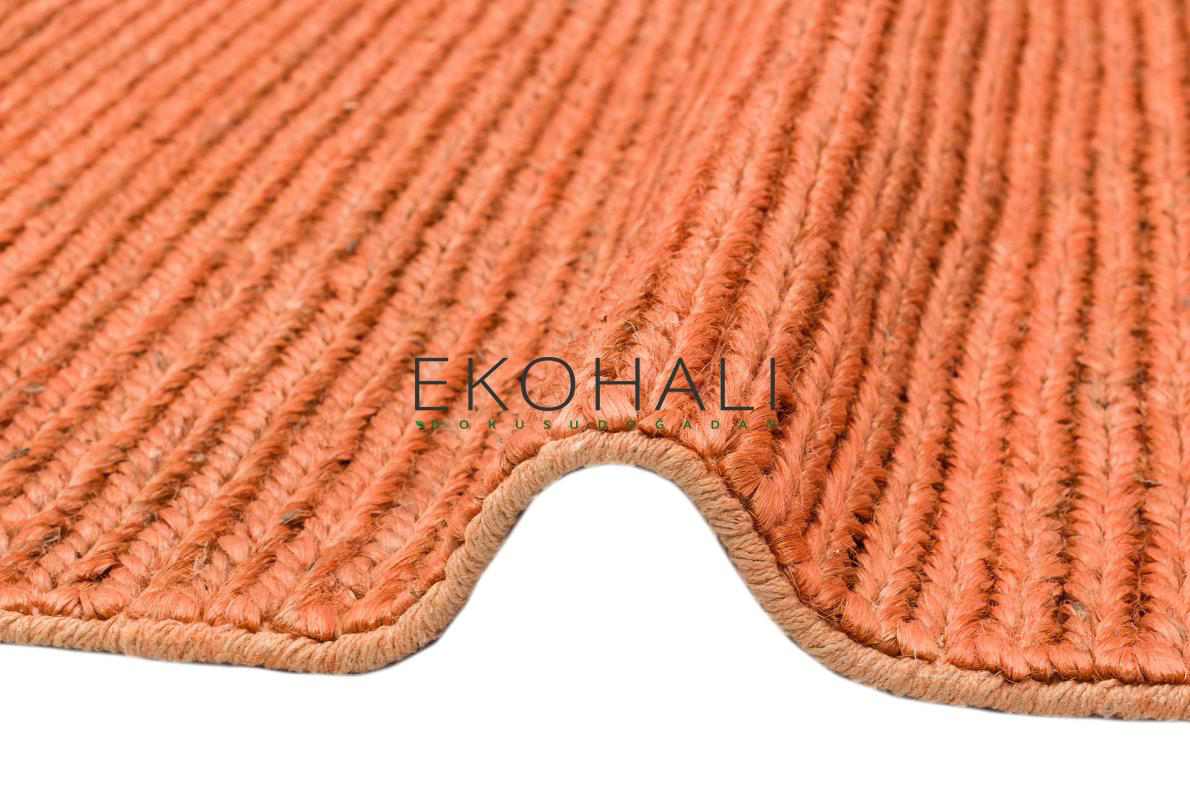 Fine Koleksiyonu Jüt ile üretilen el dokuma sisal kilim Rust Natu