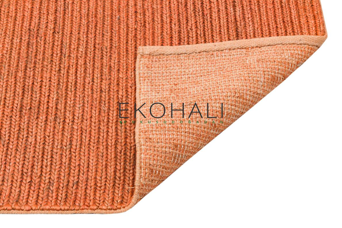 Fine Koleksiyonu Jüt ile üretilen el dokuma sisal kilim Rust Natu