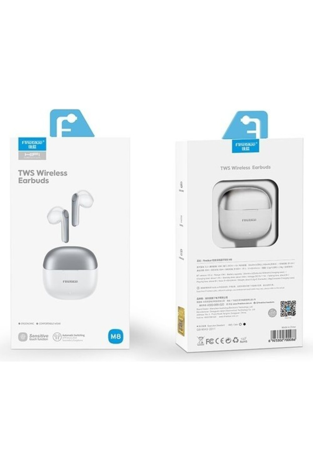 Torima Fineblue M8 Beyaz Kablosuz Kulakiçi Bluetooth Kulaklik Vrs. 5.3